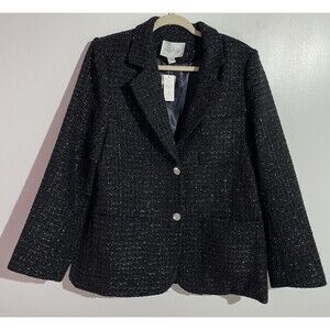 Anthropologie Black Textured Tweed Blazer